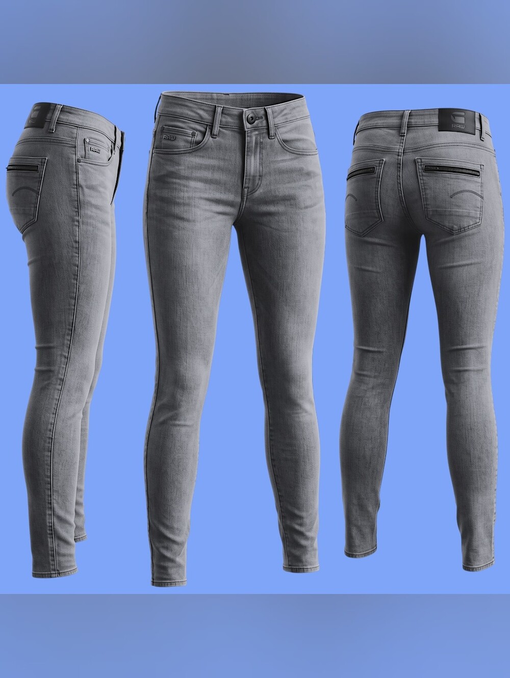 🚺 W26/L32 — G-STAR RAW Midge Zip Mid Rise Skinny Jeans [GREY]
